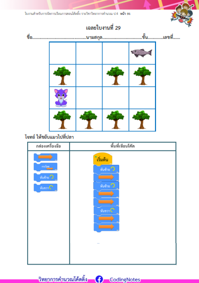 ใบงานโค้ดดิ้ง ป.4 (Unplugged)