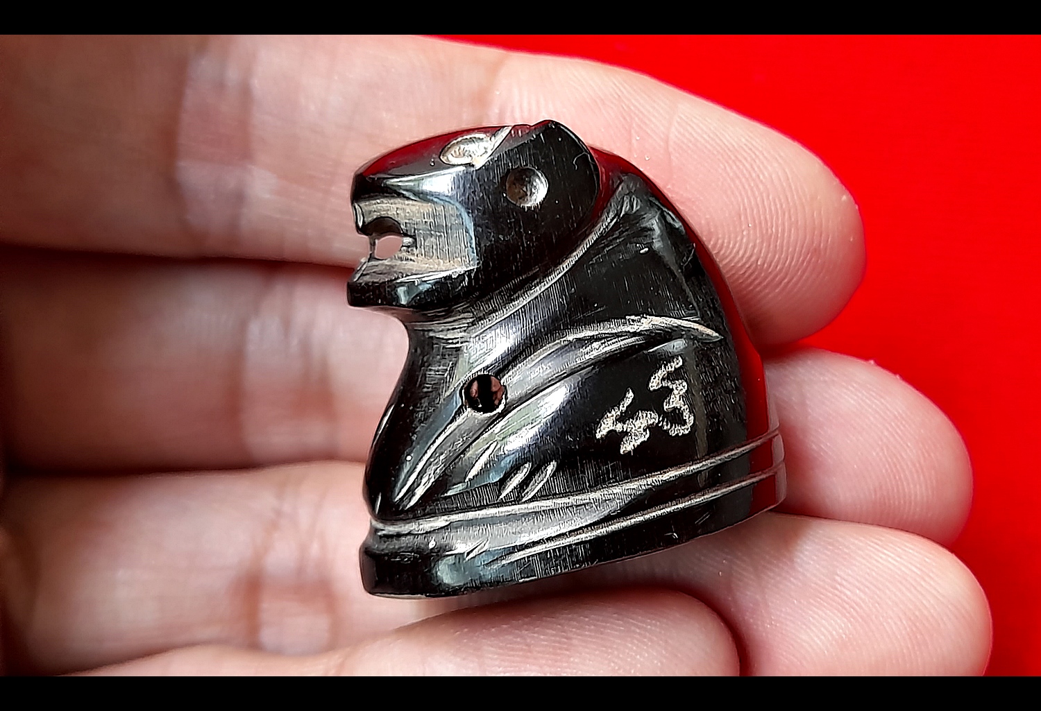 เสือ เขาควาย ตัวใหญ่(แกะสลักจากเขาควายแท้ บรรจุอุดกริ่งในตัวเสือ) - หลวงพ่อกวย วัดโฆสิตาราม(วัดบ้านแค) จ.ชัยนาท ปี2561 - #สร้างและปลุกเสกจากวัดโฆสิตาราม #รับประกันแท้