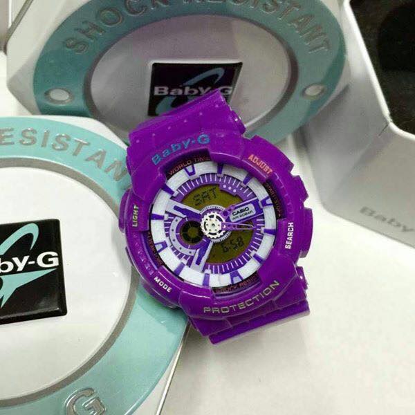 นาฬิกา Casio Baby-g เกรด AAA สีม่วงหน้าปัดสีขาวสวยทนระบบเหมือนจริงสุดๆ