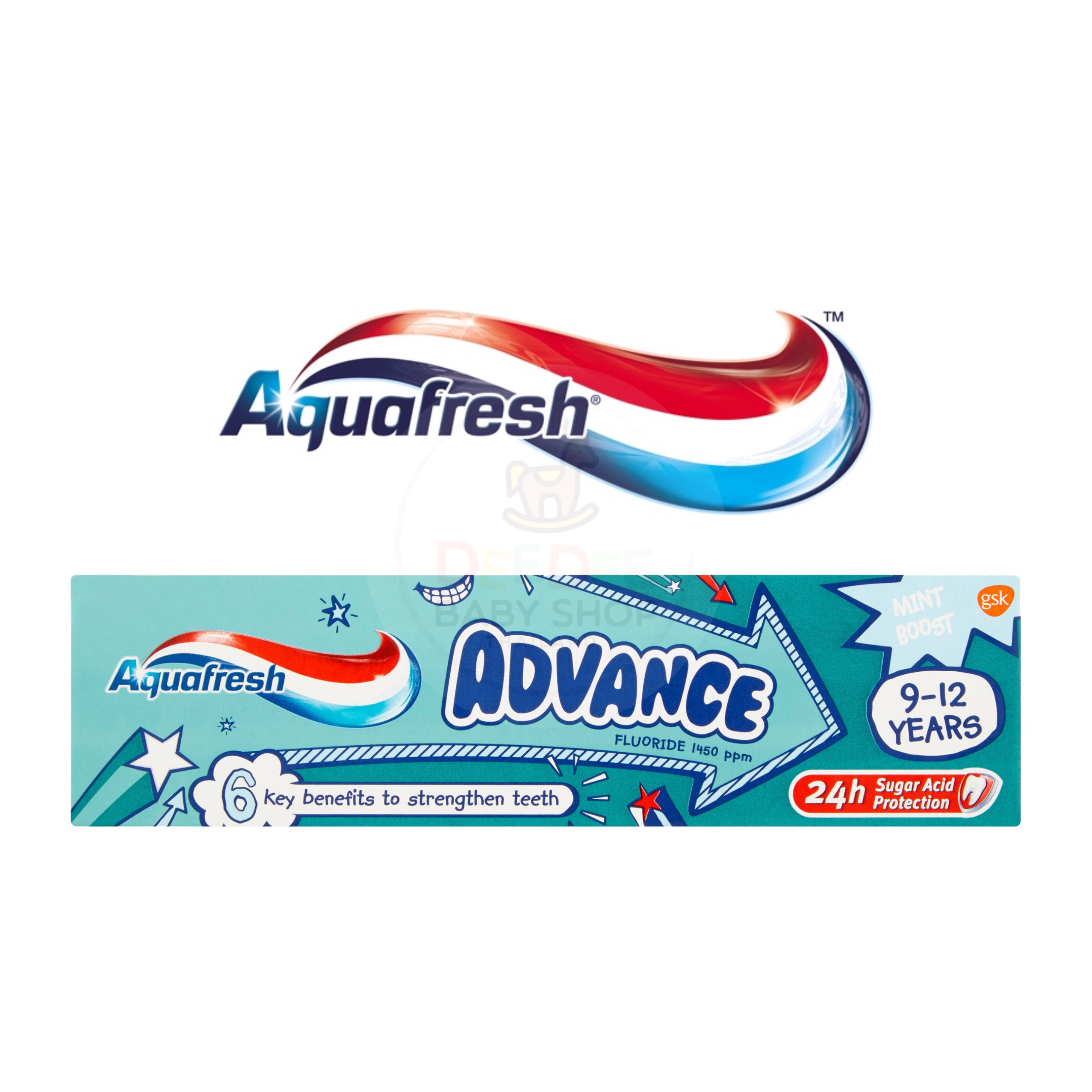 ยาสีฟันผสมฟลูออไรด์สำหรับเด็กโตและวัยพรีทีน Aquafresh Advance Toothpaste 9-12 Years