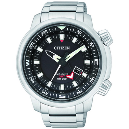 CITIZEN ECO DRIVE PROMASTER SLIDE RULER DUAL TIME 200m GMT BJ7080-53E