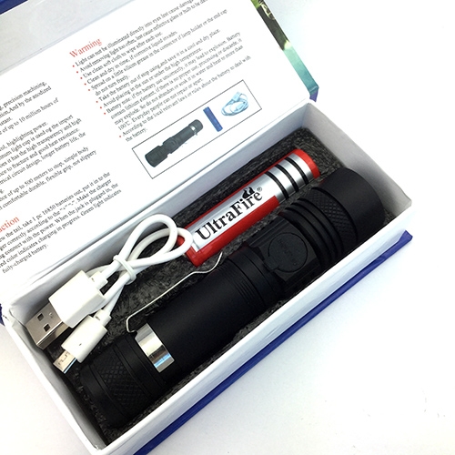 ชุดเซตไฟฉายซูม UltraFire รุ่น 518 Cree XML-T6 Led Zoom Flashlight