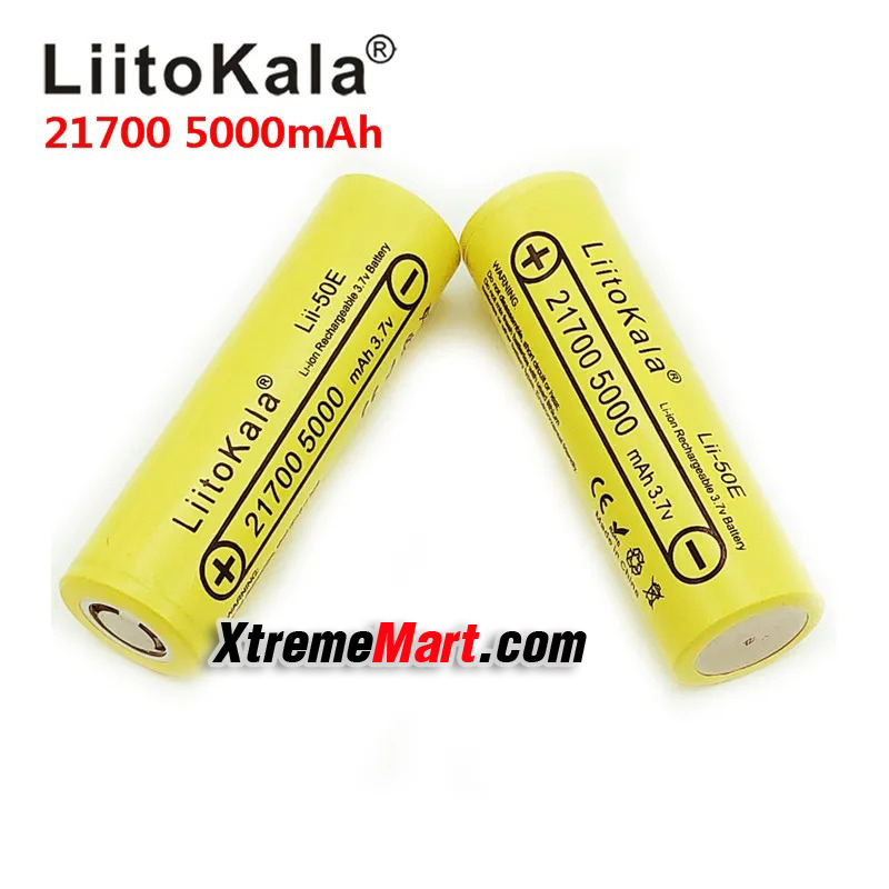 แบตเตอรี่ Liitokala lii-50E 21700 5000mah ชาร์จได้ 3.7V 5C discharge High Power batteries For High-power Appliances (ราคาต่อ1ก้อน)