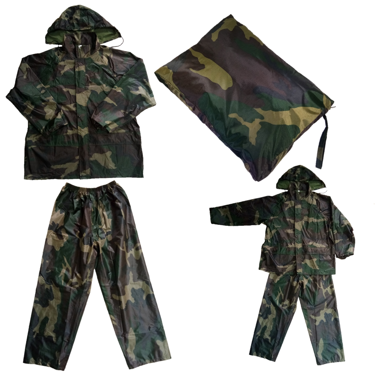 ชุดกันฝนลายพราง เสื้อพร้อมกางเกงกันฝน