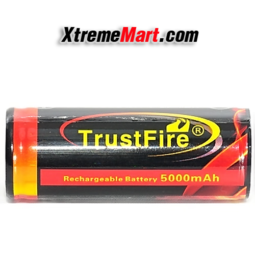 แบตเตอรี่ชาร์จ TrustFire 26650 5000mAh มีวงจรป้องกัน Li-Ion (ก้อนละ)