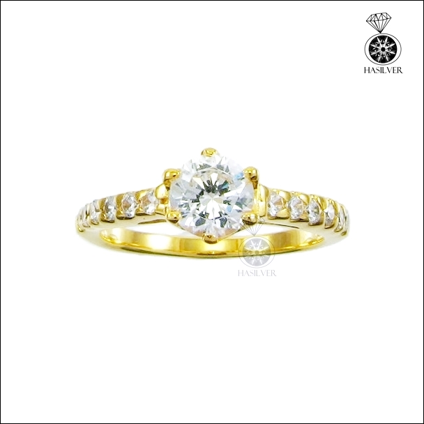 แหวนเงินแท้ ชุบทองไมครอน หนาพิเศษ ประดับเพชรCZ H&A