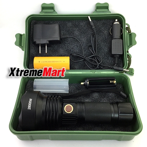 ชุดเซตไฟฉาย Power Style 28000W CREE XM-L T6 1000LM 3 Mode LED Flashlight 1x26650