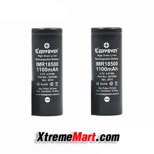 แบตเตอรี่ Keeppower ขนาด 18500 ความจุ 1100mAh 3.7V IMR Rechargeable Lithium Battery ไม่มีวงจร(ก้อนละ)