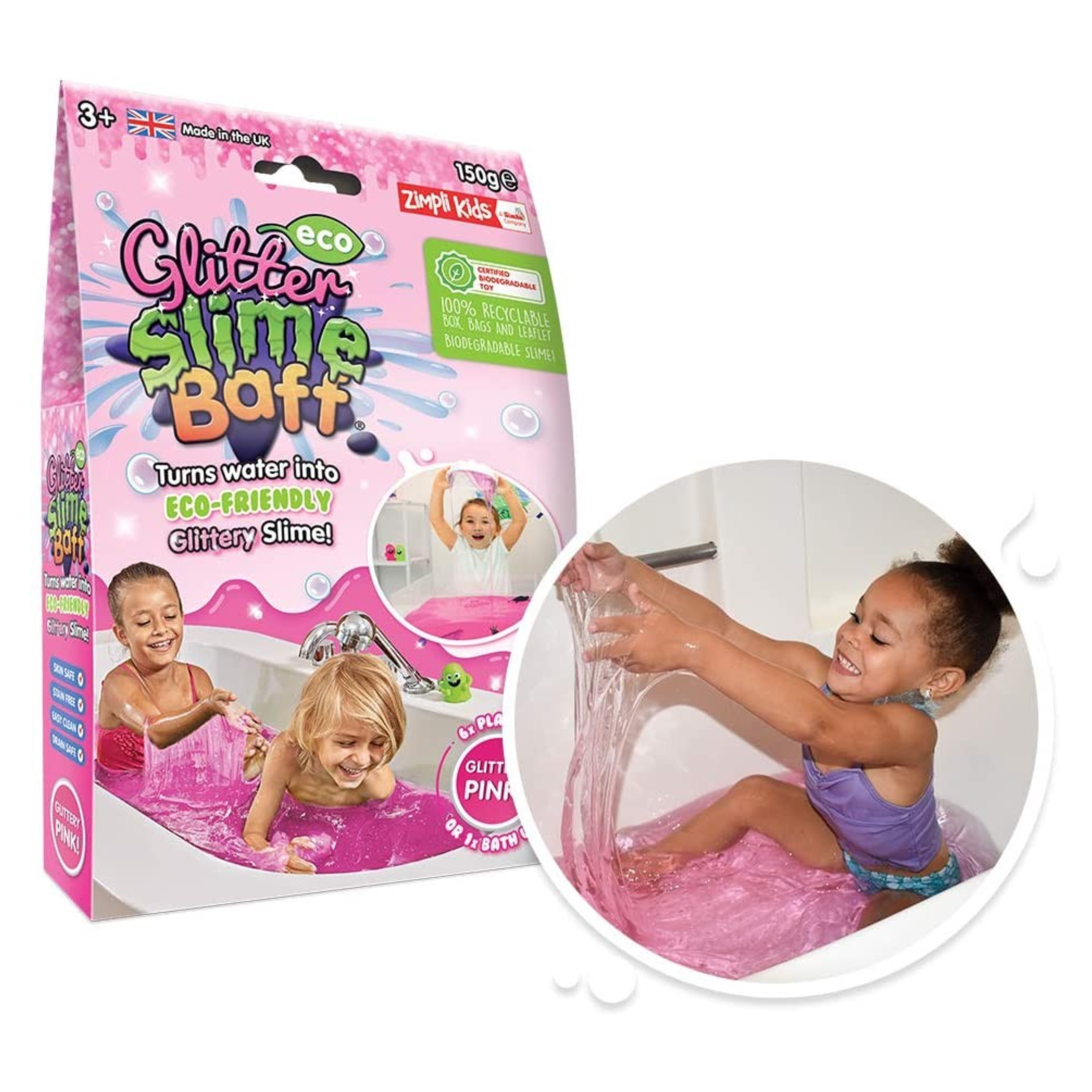 ผงสไลม์แสนสนุกสำหรับเด็ก Zimpli Kids Slime Baff (Glittery Pink)