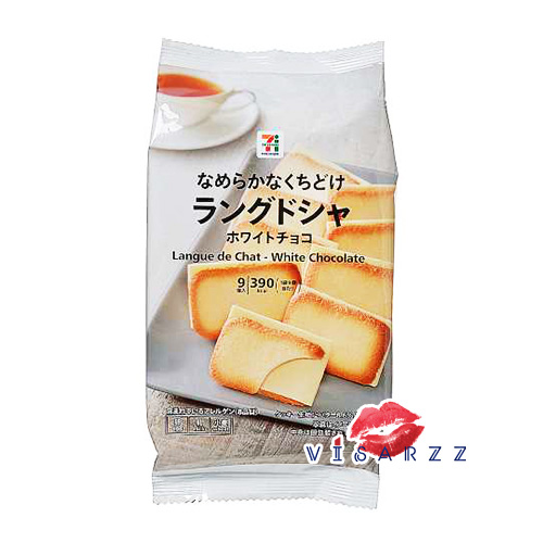 Exp.07/25 (ขาว White Chocolate) 7-11 Japan Langue de Chat White Chocolate 9 ชิ้น คุกกี้ลองเดอแชทกรุบกรอบ ประกบไวท์ช็อกโกแลต กลิ่นหอม