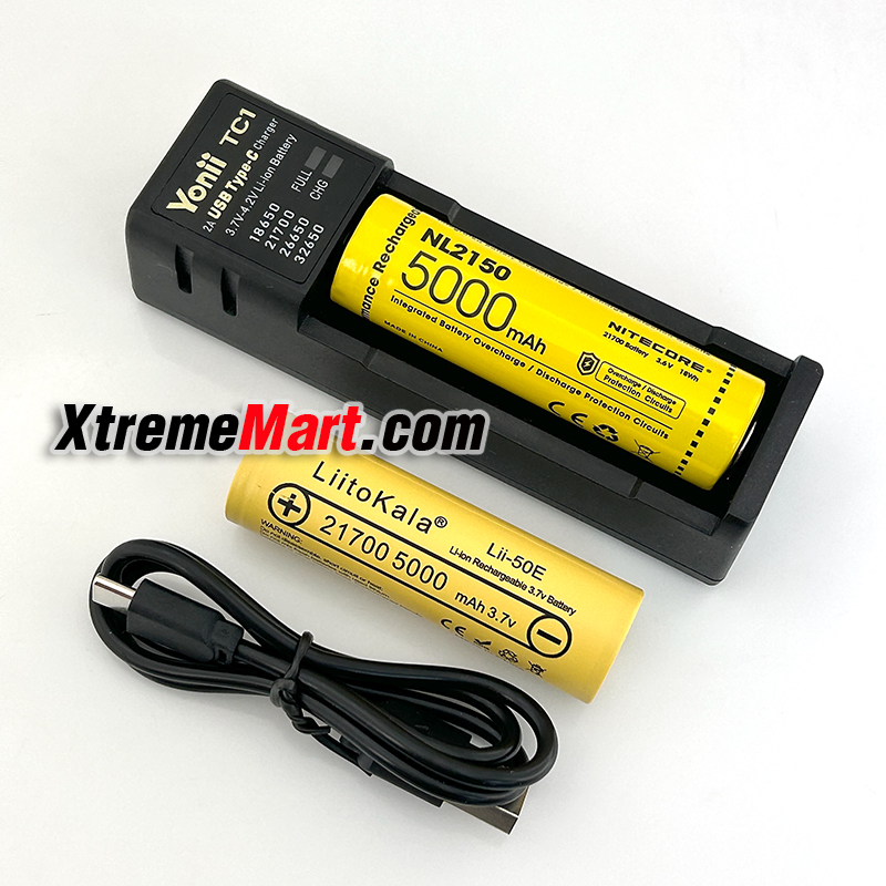 เครื่องชาร์จ Yonii TC1 ชาร์จเร็ว USB-C 2A สำหรับแบต 18650 21700 26650 อื่นๆ