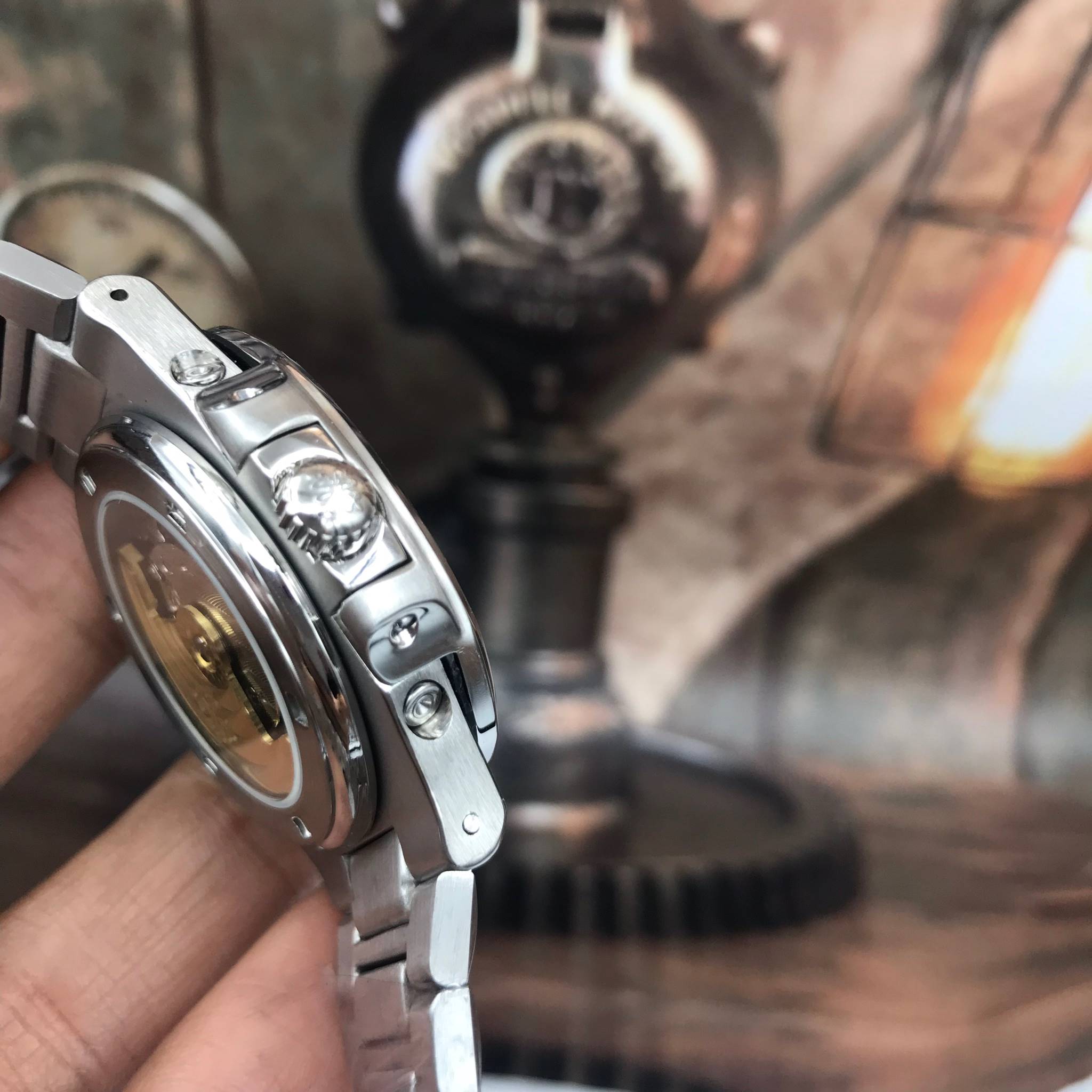 นาฬิกา Patek Philippe รุ่น Men's Nautilus Chronograph สีเงิน สายเลสสีเงิน หน้าปัดสีน้ำเงิน