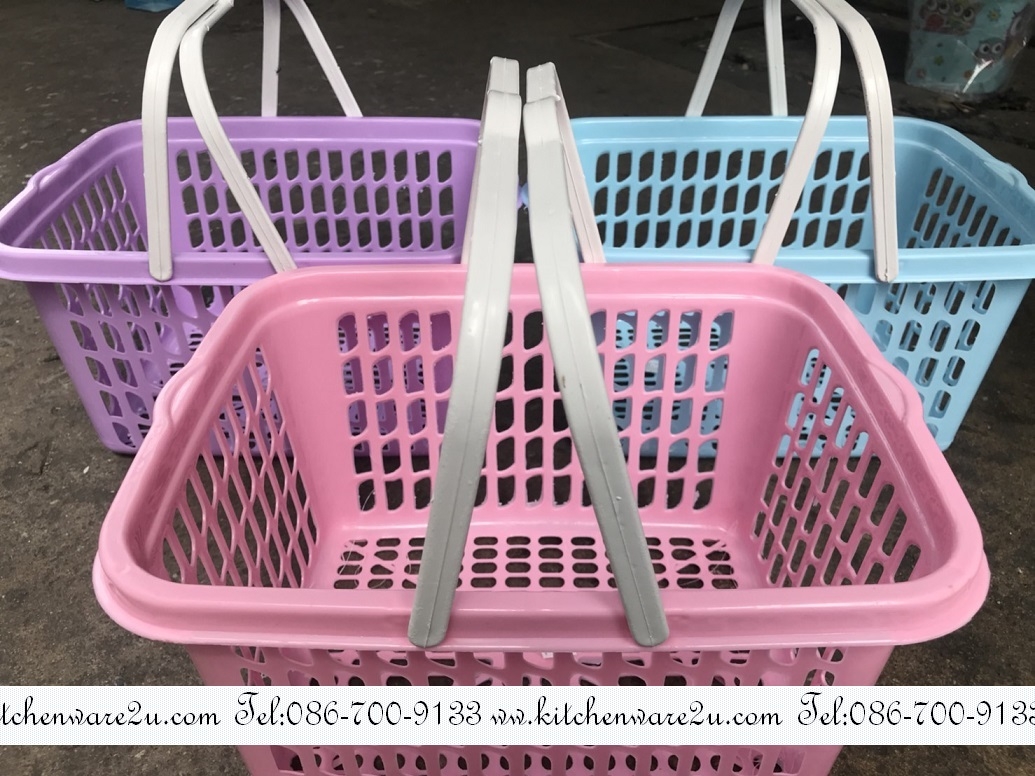 P07738 ตะกร้าหูหิ้ว สีหวาน (27*35.5*18.7 cm) No.7004 ราคาส่งต่อ 8 โหล: 96 ใบ:เฉลี่ย 225 บ.โหล