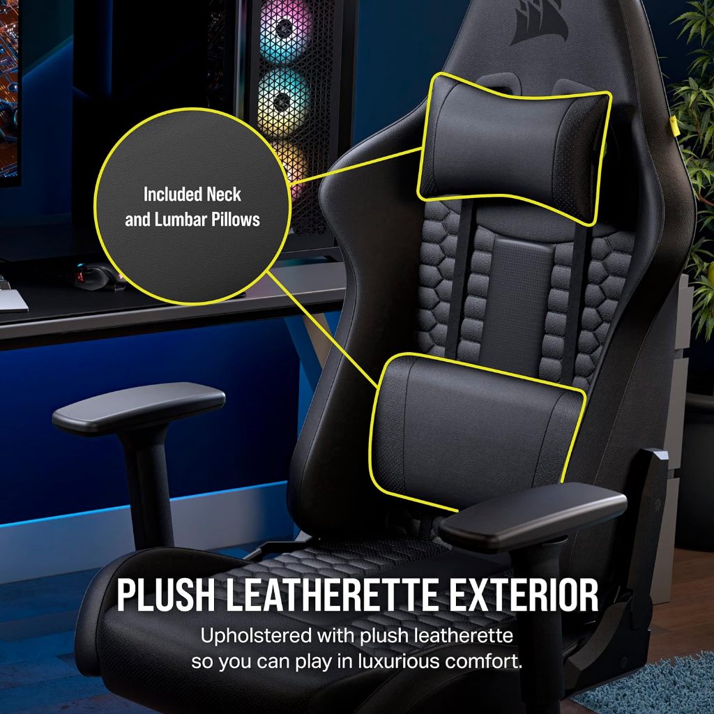 GAMING CHAIR Corsair TC100 Relaxed Gaming Chair, One Size, Black เก้าอี้ เก้าอี้เกมมิ่ง