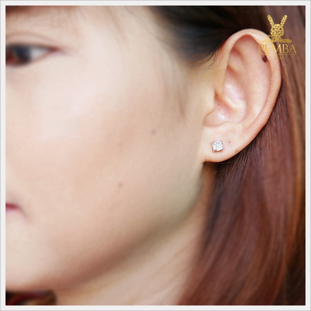 ต่างหูมุกดาหาร ต่างหูมูนสโตน เงินแท้ ต่างหูพลอยแท้