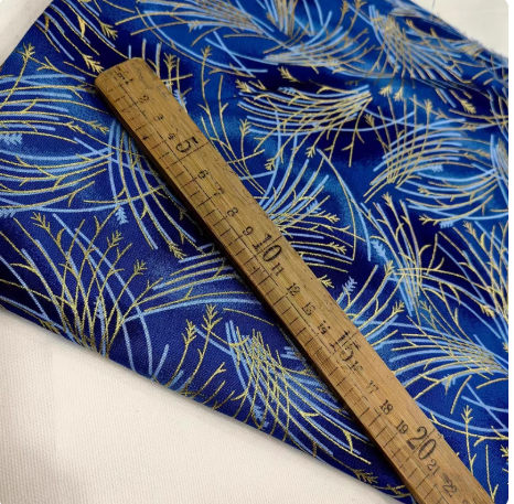 ผ้าสไตล์ญี่ปุ่น ผ้าคอตตอนพิมพ์ลายร้อน ลายนกฟลามิงโก้ ลายคลื่นทะเลใส ลายนกกระเรียน ผ้าลายดอกซากุระ SKU-03521 สีภาพ เมตร