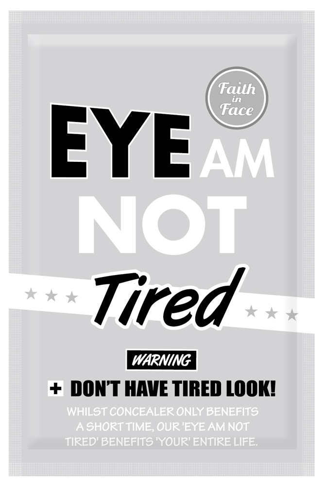 Faith in Face Eye Am Not Tired Eye Patch 3g x 4 คู่ แผ่นมาสค์รอบดวงตาชนิดไฮโดรเจลเพื่อดวงตากระจ่างใสไร้ริ้วรอยด้วยสารสกัดที่ได้จากต้นลินินที่มีประสิทธิภาพในการช่วยเพิ่มการไหลเวียนของเลือดบริเวณรอบดวงตาและทำให้รอบดวงตากระจ่างใสและเรียบเนียนขึ้นประกอบกับสาร