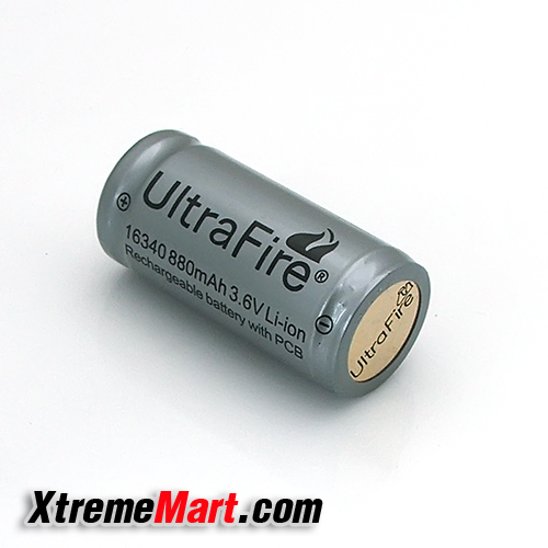 แบตเตอรี่ชาร์จ Li-Ion Ultrafire 123A 3.6V 880mA มีวงจรป้องกัน (ราคาต่อก้อน)