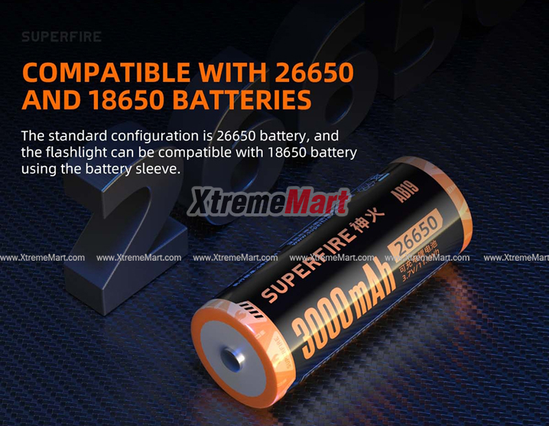 ชุดเซตไฟฉาย SuperFire รุ่น L16-T แสงขาว 890 ลูเมน 5โหมด USB Rechargeable