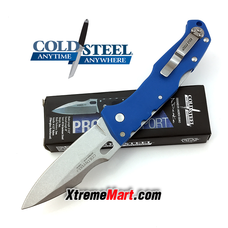 มีดพับ Cold Steel รุ่น 4116 Stainless Blade Stonewash ด้าม GFN สีฟ้า