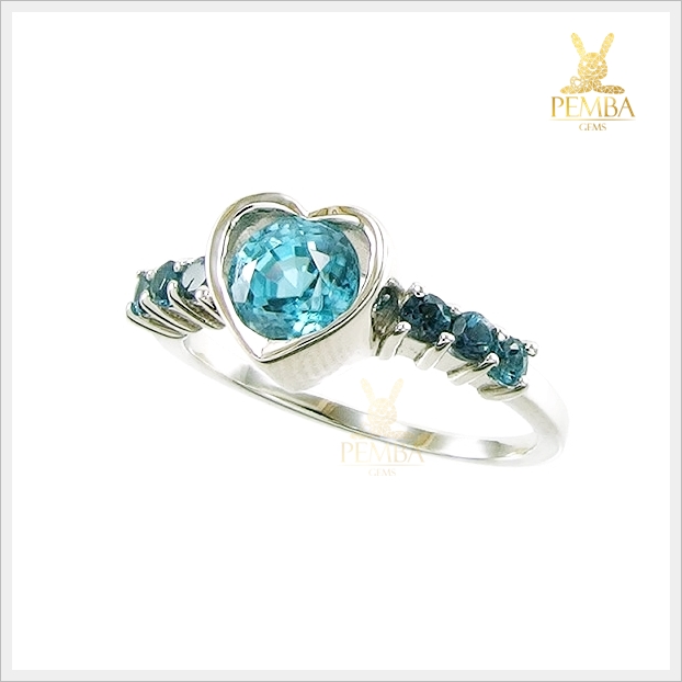 แหวนเพทายแท้ ตัวเรือนรูปหัวใจ น่ารักๆ เงินแท้925 แหวนพลอยแท้