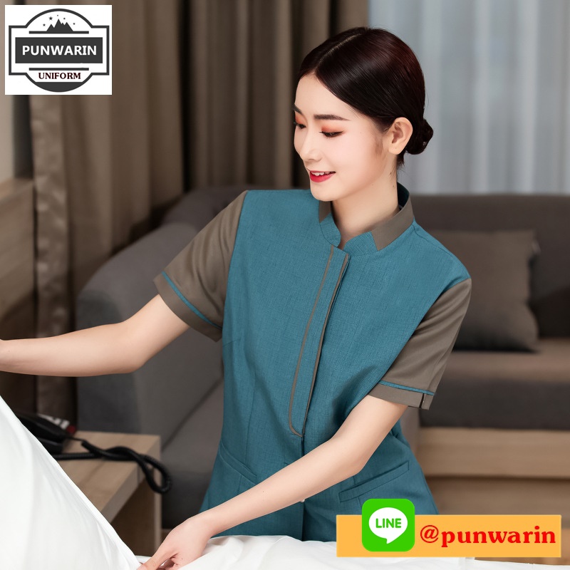 เสื้อพนักงานโรงแรม เสื้อแม่บ้าน เสื้อพ่อบ้าน เบลล์ D6510008 สีภาพ L-4XL