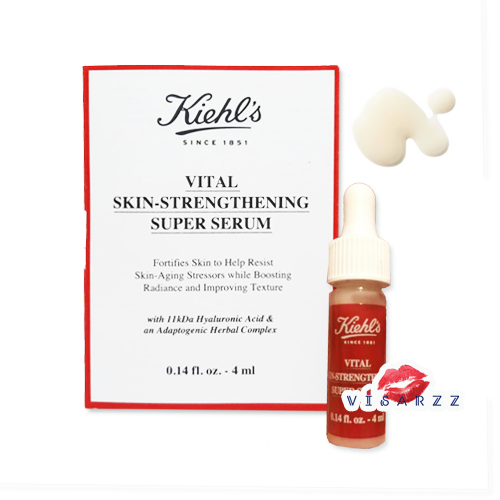 Kiehl's Vital Skin Strengthening Super Serum 4mL เซรั่มใหม่ล่าสุด สร้างสมดุล ฟื้นฟูผิวแข็งแรง ช่วยให้ผิวแลดูอ่อนเยาว์ เนื้อเซรั่มบางเบาซึมซาบไว ผสานพลังจากส่วนผสมที่เป็นนวัตกรรมใหม่ล่าสุดจากคีลส์