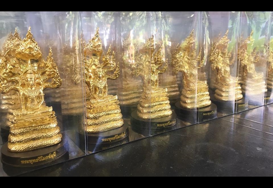 รูปหล่อ สมเด็จองค์ปฐม ปางพระนาคปรก(พญานาค7หัว) ปิดทองแท้ (หน้าตัก3.5ซม) ปี2560 #รับประกันแท้ - หลวงพ่อหนุน วัดพุทธโมกข์