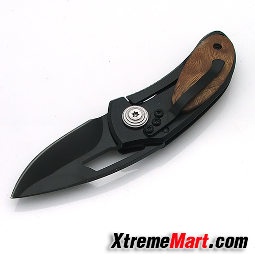 มีดพับ Gerber D19 Mini Remix Pocket Folding Knives Pocket Knife Wood Handle Black Color Blade