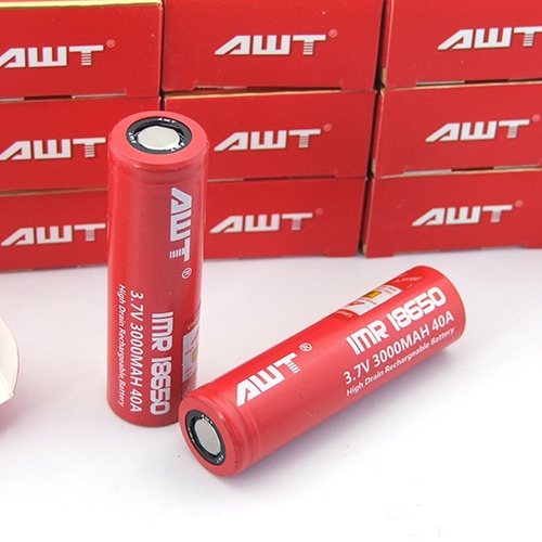 แบตเตอรี่ AWT ก้อนแดง New version (ของแท้ 100%) Red IMR 18650 40A / 3000mAh Flat Top Battery (ก้อนละ)