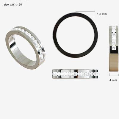 Diamond Woman Ring แหวนเพชรแถว ชุบทองคำขาว ทองคำ YG หนัก 4.462 กรัม เพชร 0.52 กะรัต EVVS จำนวน 15 เม็ด ขนาดแหวน #50