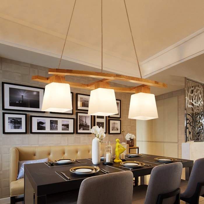 โคมไฟแขวนเพดาน 3 ดวง สไตล์ไม้โมเดิร์น [V136]