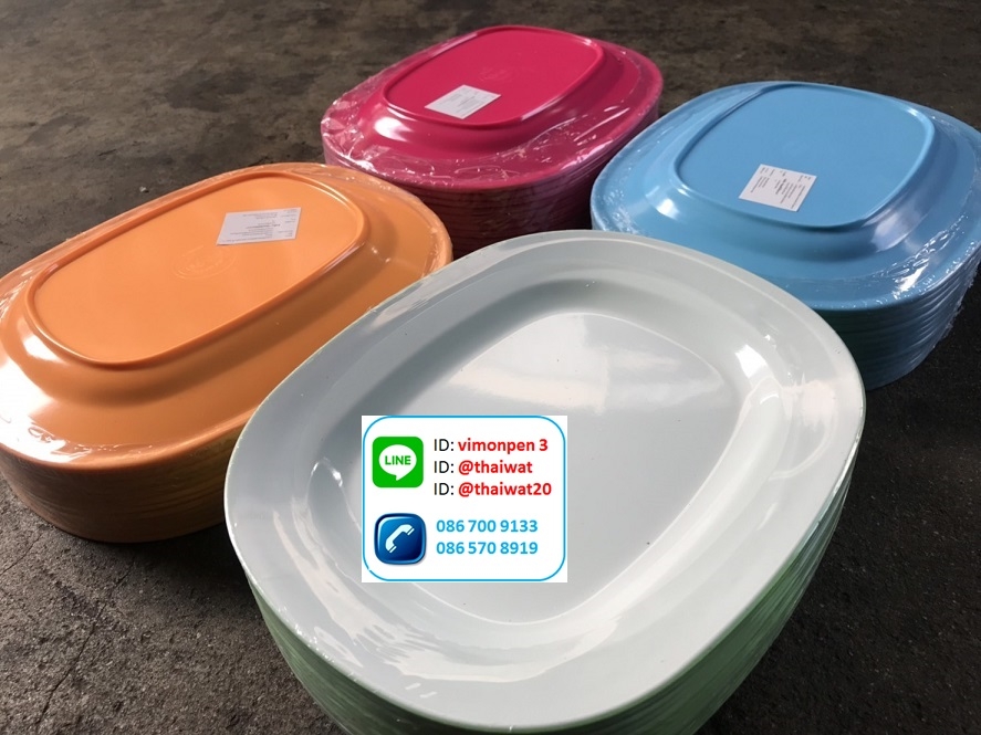 P10756 จานเปลเหลี่ยม 10นิ้ว เมลามีน 2สี หนา (ราคาส่งต่อ 12 ใบ :200 บ/โหล)