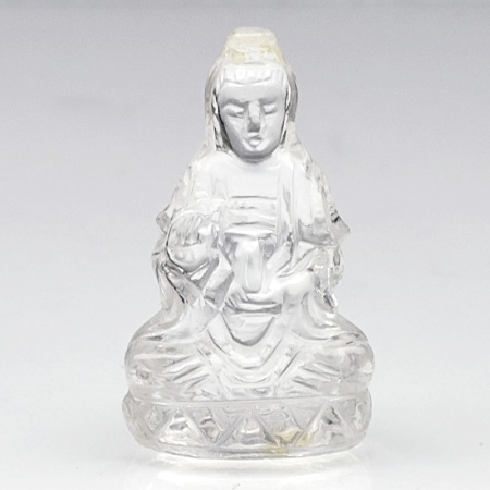 Untreated Natural Quartz Carving Guan Yin พลอยแกะสลักรูปพระแม่กวนอิม น้ำหนัก 11.08 กะรัตสีขาว Colorless สีขาวทั้งองค์