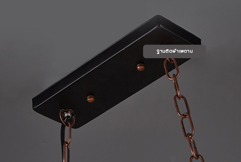 โคมไฟแขวนเพดานไม้หมอนสไตล์ Rustic ตกแต่งแท่งเทียนแก้วขาวขุ่น 8 ดวง พร้อมสายโซ่ห้อย [RTW21]