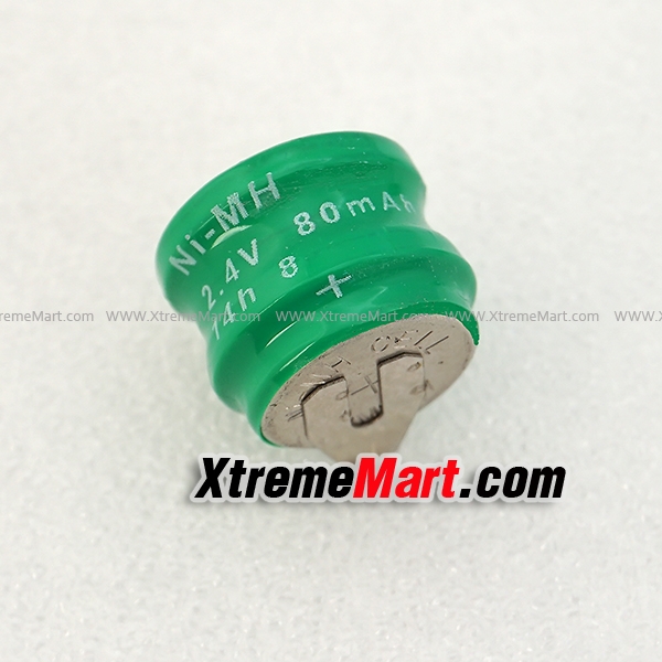 ถ่านกระดุมมีขา 2.4V 80mAh NI-MH Ni MH Batteries With 2-Pins Rechargeable Button Cell Battery for Clock memory