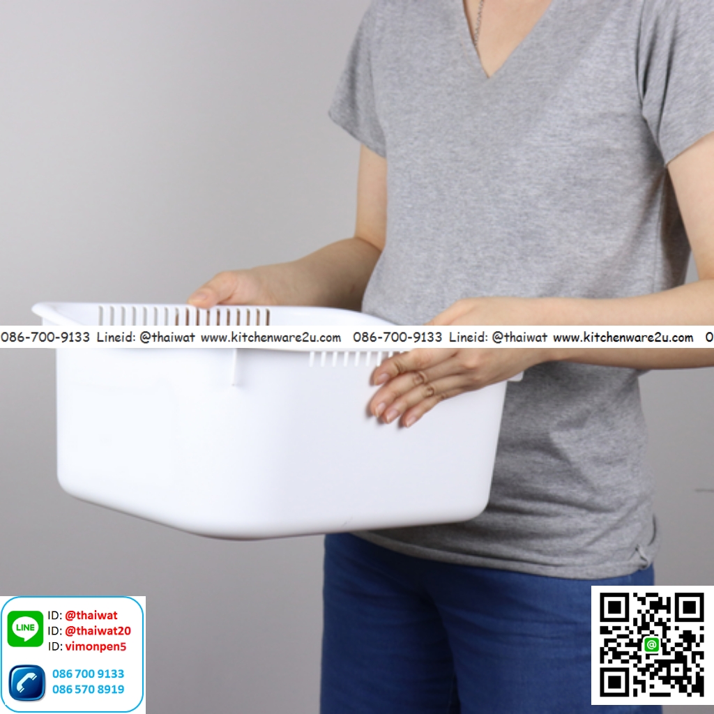 P01455 กะละมังเหลี่ยม 9 ลิตร (29.7 x 34.7 x 14.7 ซม.) เกรดเอ No.3035 ราคาขายส่ง 1 โหล : 12 ใบ : เฉลี่ย 60 บต่อใบ