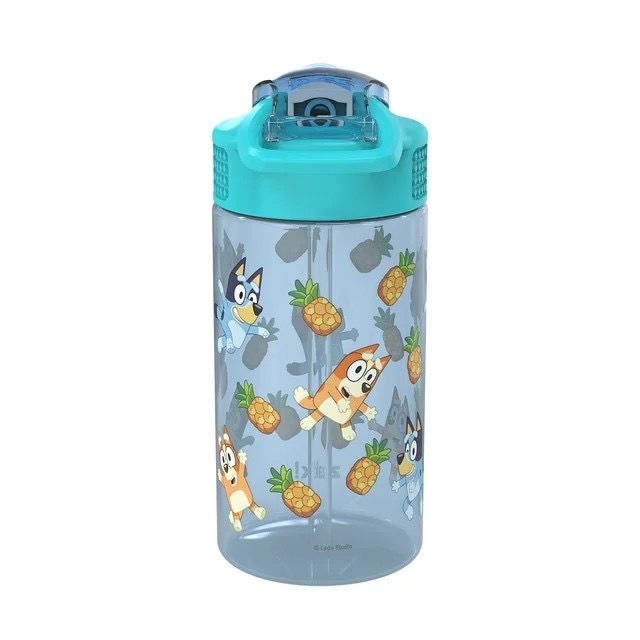 กระติกน้ำพร้อมหลอดดื่มสำหรับเด็ก Zak! Bluey 16 Oz. Reusable Water Bottle with Straw (Blue)
