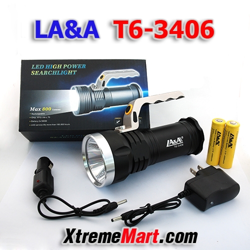 ชุดเซตไฟฉาย LA&A T6-3406 LED HIGH POWER SEARCHLIGHT Max 1000 Lumens