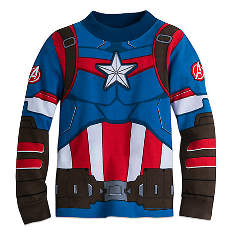 ชุดนอนแขนขายาว Captain America Costume PJ PALS for Boys ไซส์ 6 และ 10 จาก Disneystore อเมริกา