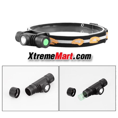 ชุดไฟฉายคาดหัว 1หลอด บอดี้อลูมินั่ม สว่าง 1000ลูเมนส์ แสงขาว + แบตเตอรี่18650 + สายชาร์จ USB