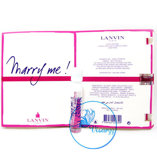 Lanvin Marry Me EDP Natural Spray 2 mL กลิ่นหอมใหม่ดั่งความรักแห่งวันเริ่มต้นสัญญาใจสองใจผูกไว้ด้วยกัน แต่งงานกับผมนะ! ความรัก Lanvin Marry Me EDP Natural Spray 2 mL ขนาดปกติ 75 mL ราคาเต็ม 3850.- กลิ่นหอมใหม่ดั่งความรักแห่งวันเริ่มต้นสัญญาใจสองใจผูกไว้ด้