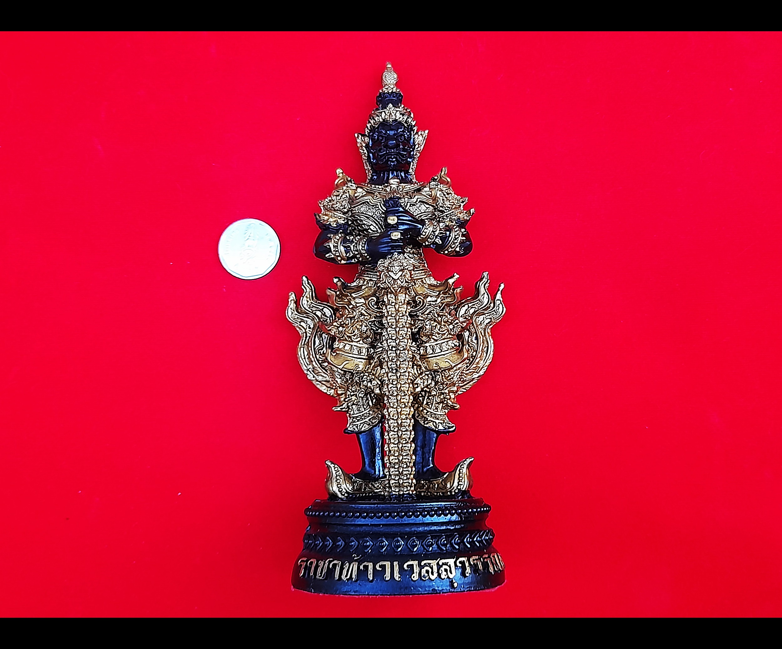 รูปหล่อ ท้าวเวสสุวรรณ สีดำ ชุดสีทอง (สูง 9นิ้ว) เนื้อแร่เหล็กน้ำพี้ ปี2565 #รับประกันแท้