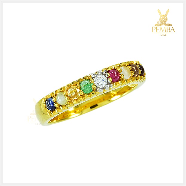 แหวนนพเก้าแท้ ดีไซน์ทันสมัย งานสุดละเอียดประณีต