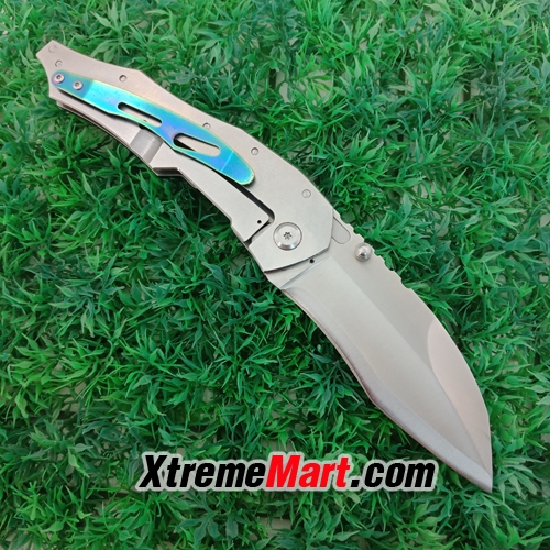 มีดพับ Navy รุ่น SR598B-BK Liner Lock Stainless Steel Folding Knife (สีดำ) พร้อมซองผ้าใส่มีด ด้ามจับ 2 สไตล์ G10&Stonewash