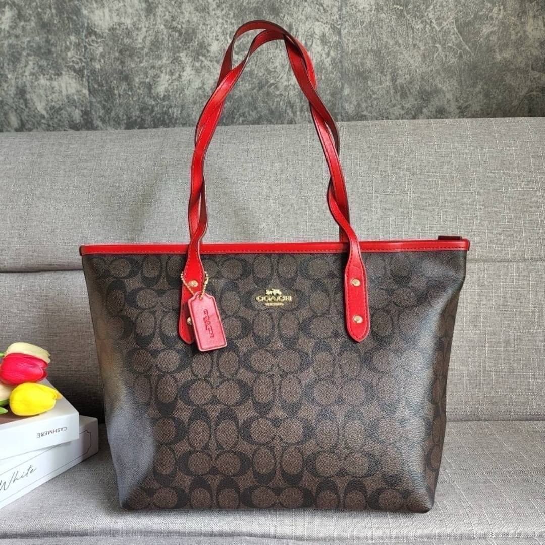 COACH F58292 CITY ZIP TOTE IN SIGNATURE (แอดไลน์ก่อนสั่งซื้อ)