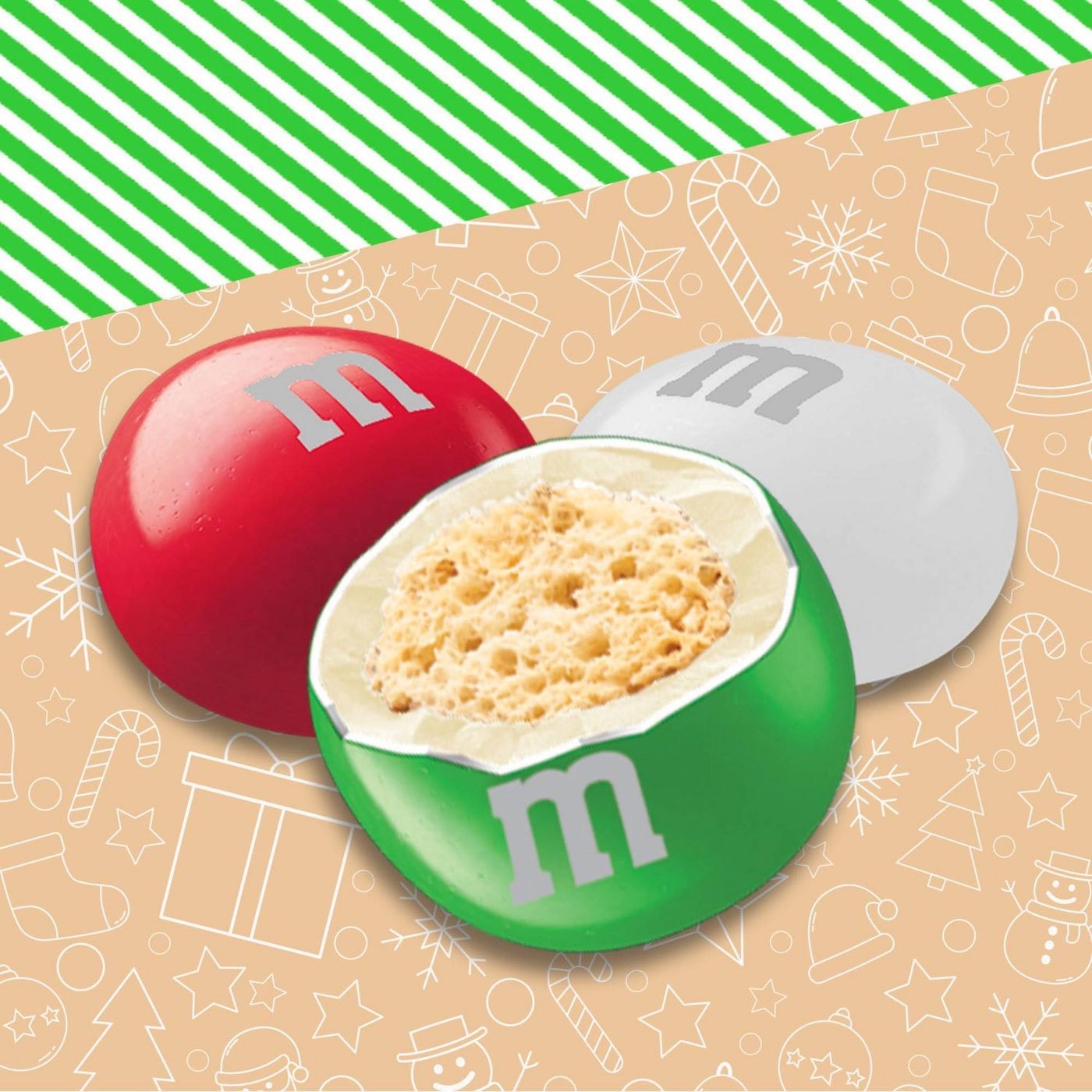 ขนมช็อกโกแลตคริสมาสต์ M&M's Holiday Chocolate Candies - White Chocolate Sugar Cookie
