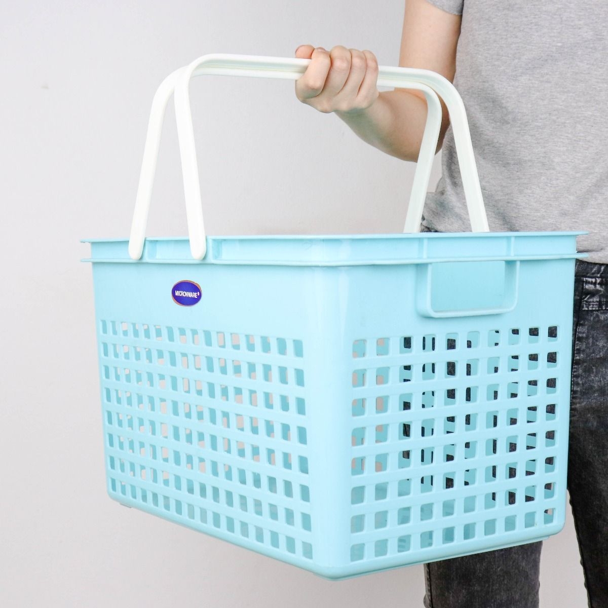 P10845 ตะกร้าหูหิ้ว (30*49*26 cm) No.5921 #5921 (ราคาส่งต่อ 12 ใบ:105 บ/ใบ)