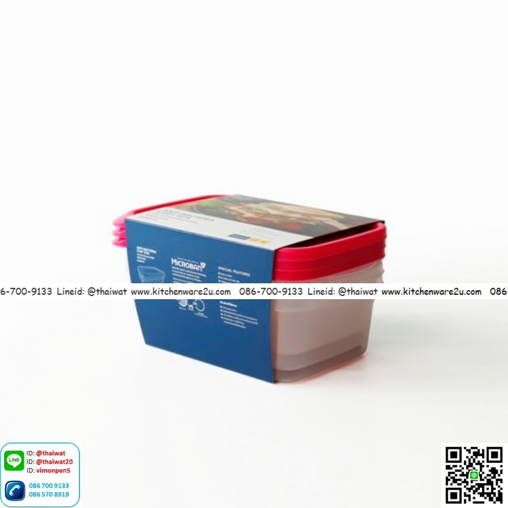 P10908 กล่องอาหาร แพ็ค 3 คละสี (13.7 x 20.5 x 7 cm.) #6073 No.6073 ราคาขายส่ง 1 โหล :12 ชุด: 55 บ/ชุด