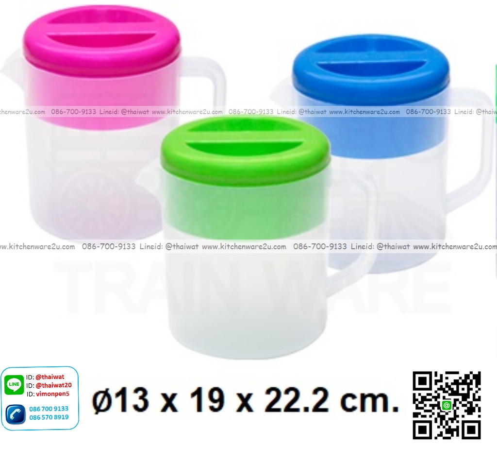 P00023 เหยือกน้ำสั้น เกรดเอ สีใส ขนาด 13 *13 สูง 18 ซม No.144 ราคาส่งต่อ 12 ใบ